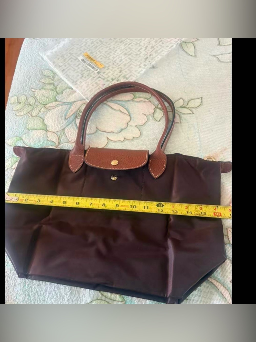 Longchamp Le Pliage folding tote bag medium size Ebony brown color - Picture 11 of 13